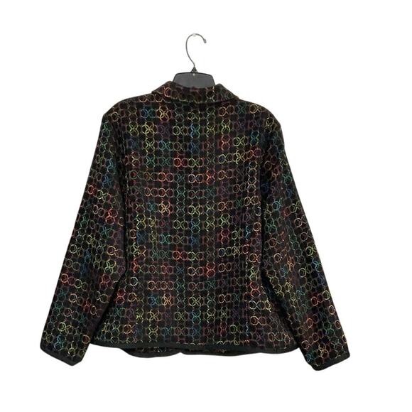 CJ Banks Womens Jacket Blazer Size 1X Plus Geometric Circles Multicolor Office - Picture 2 of 8